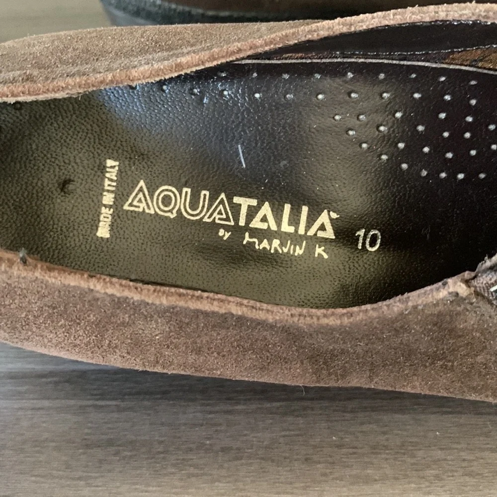 Aquatalia Brown‎ Italian Suede Leather Loafer Size 10